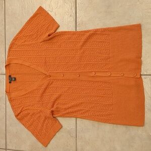 Cupio Bright Orange Short Sleeve Cardigan Size XL
